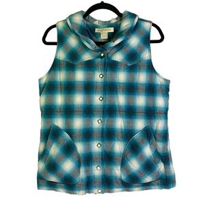 STETSON Western Cowboy Cowgirl Plaid Pearl Snap‎ Puffer Vest Jacket